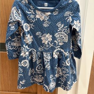 Two Tea Collection Dresses: Blue and White Floral and Blue Fish print dresses